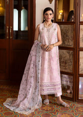 Embroidered front panel of Saira Shakira CHLOE 3-A pink lawn shirt