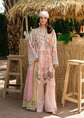 Sardinia Pink Punch Cocktail Lawn’25 – Front View with Organza Embroidery