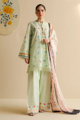 Zara Shahjahan Kaia-9A Mint Green Floral Lawn Suit - COCO Prints '25