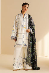 Front View of Zara Shahjahan Luna-10A White Shirt & Trouser Set