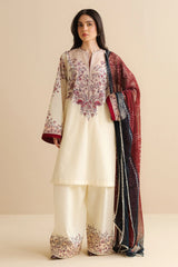 Front view of Zara Shahjahan Nisa-4B printed lawn shirt
