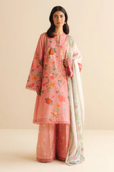 Front view of Zara Shahjahan Nyra-5B digital printed lawn shirt