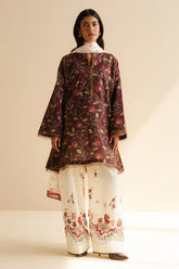 Front view of Zara Shahjahan Rey-7A printed lawn shirt
