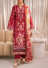 Zavi ZV-107 Cerise Lawn Suit - Front View (Azalea Lawn Edit'25)