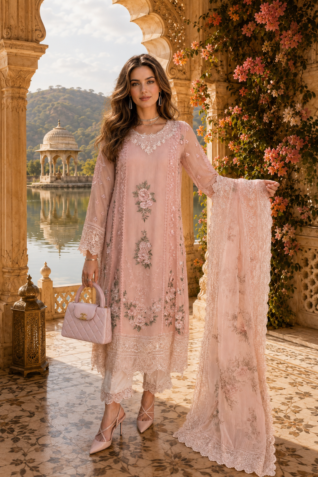 Nooriyah Luxury Embroidered Chiffon By Noor By Saadia Asad | D2 - Satin Rose