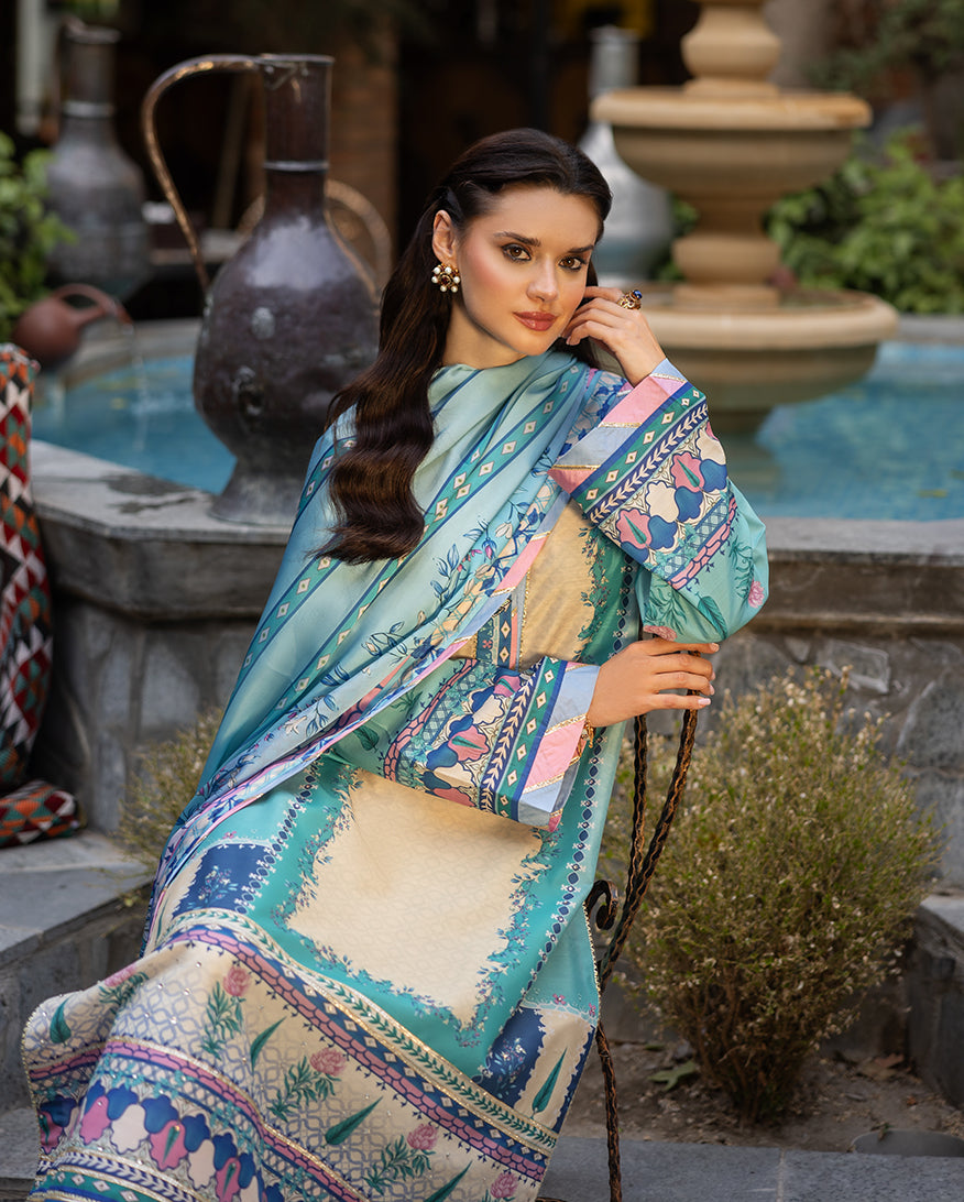 Mushq Seraphic Dust – embroidered luxury formal dress from Nirvana Echoes Serenity, available online at Highway Fashion PK