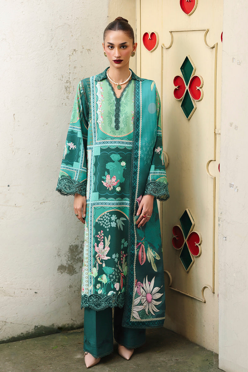 Qalamkar QW-08 (B) ANIKA – Jacquard weaved digital printed winter dress available at Highway Fashion.
