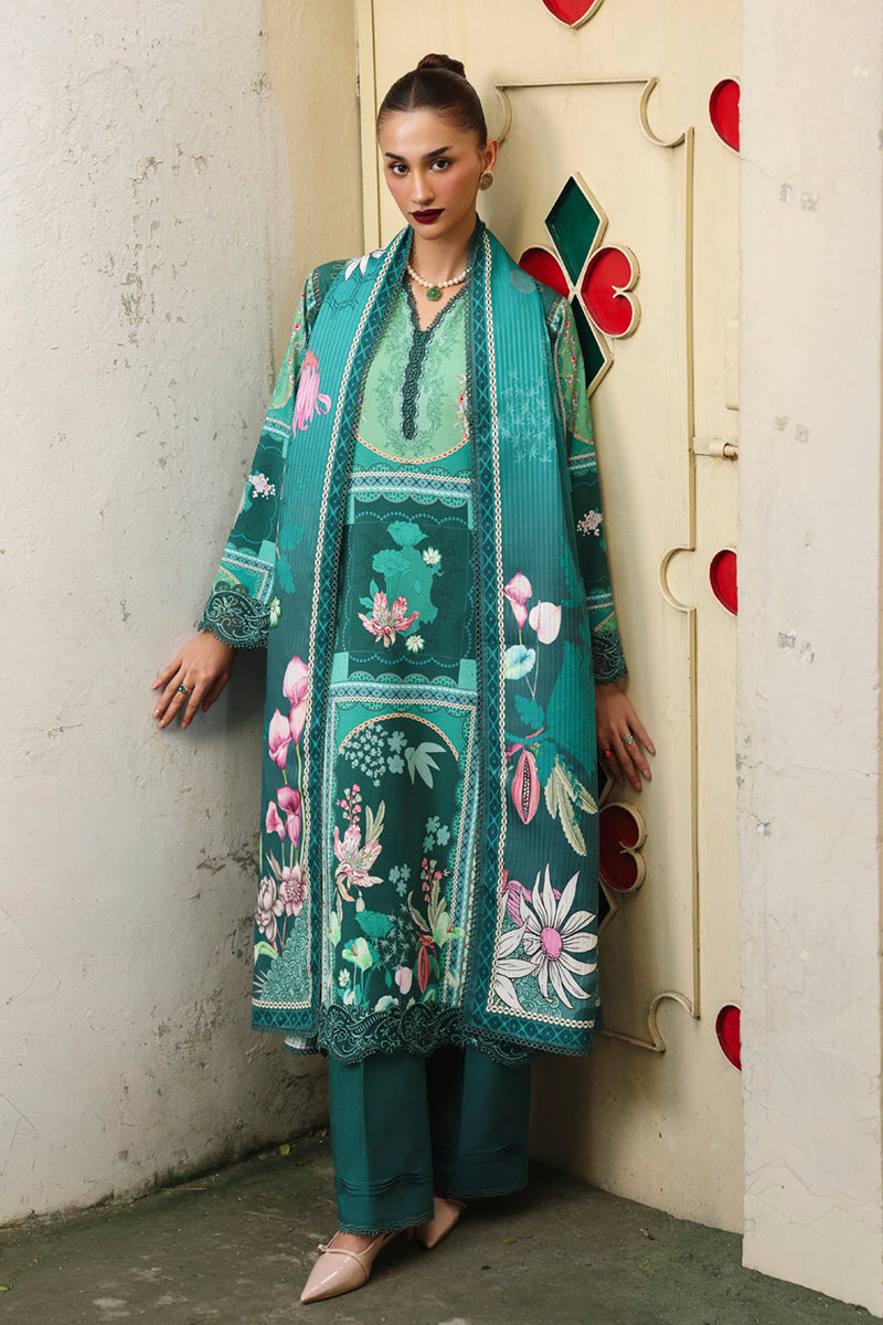 Qalamkar QW-08 (B) ANIKA – Jacquard weaved digital printed winter dress available at Highway Fashion.