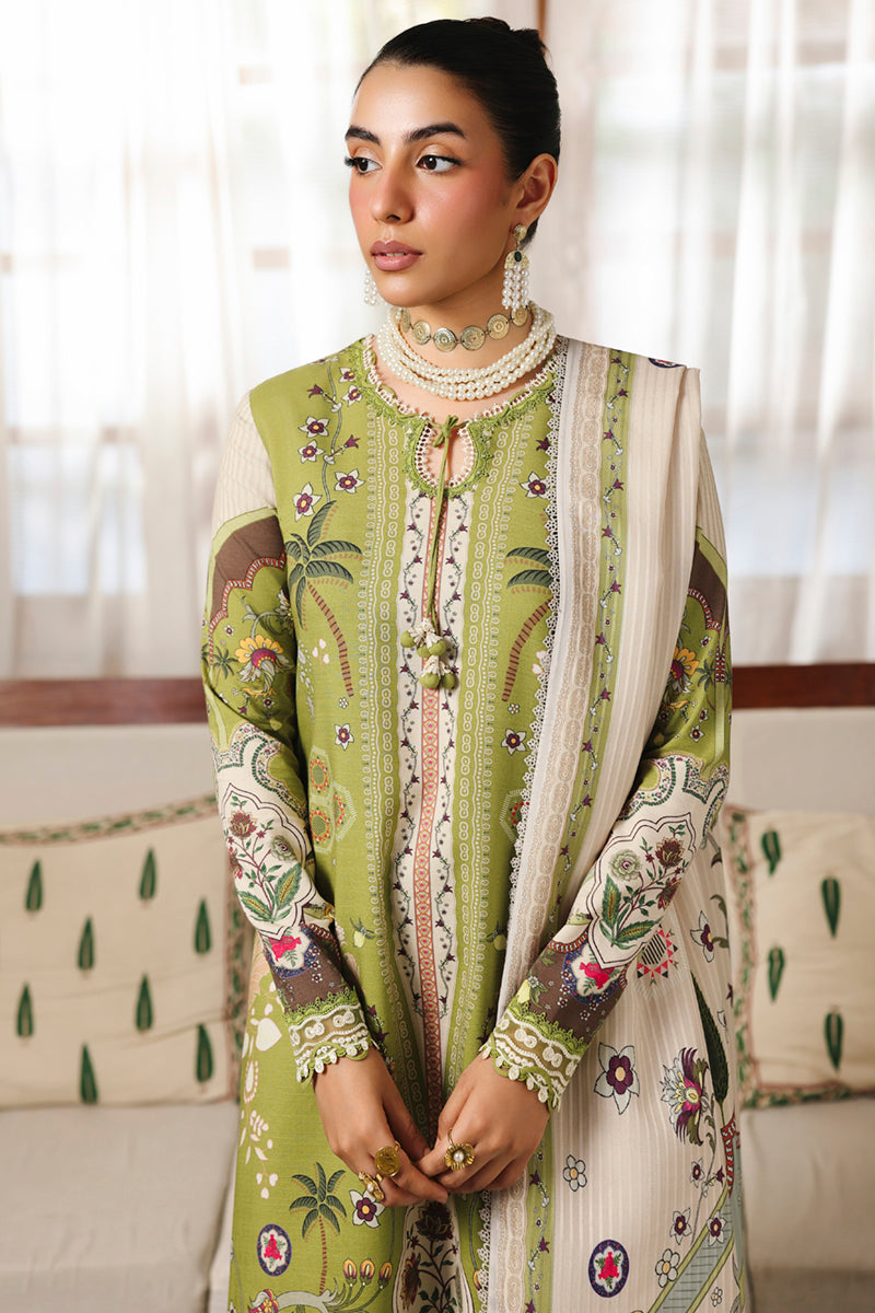 Qalamkar QW-07 (B) TAHLIA – Jacquard weaved digital printed unstitched suit from Qalamkar Q Prints Winter Collection, available at Highway Fashion.