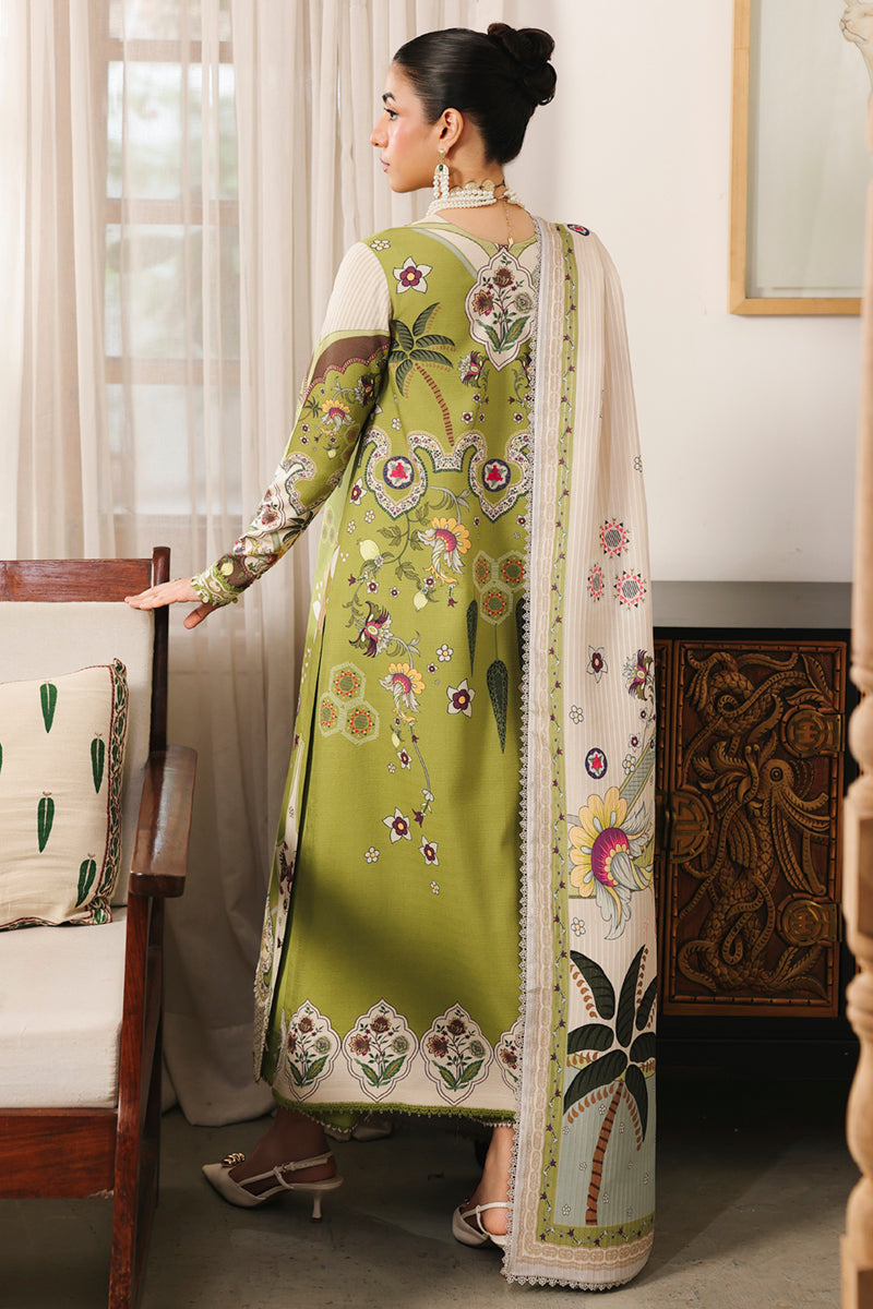 Qalamkar QW-07 (B) TAHLIA – Jacquard weaved digital printed unstitched suit from Qalamkar Q Prints Winter Collection, available at Highway Fashion.