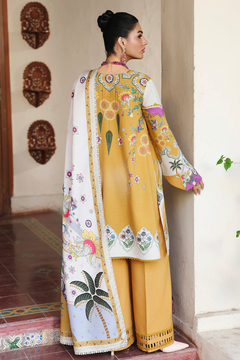 Qalamkar QW-07 (A) CELINA – Jacquard weaved digital printed unstitched winter dress available at Highway Fashion.