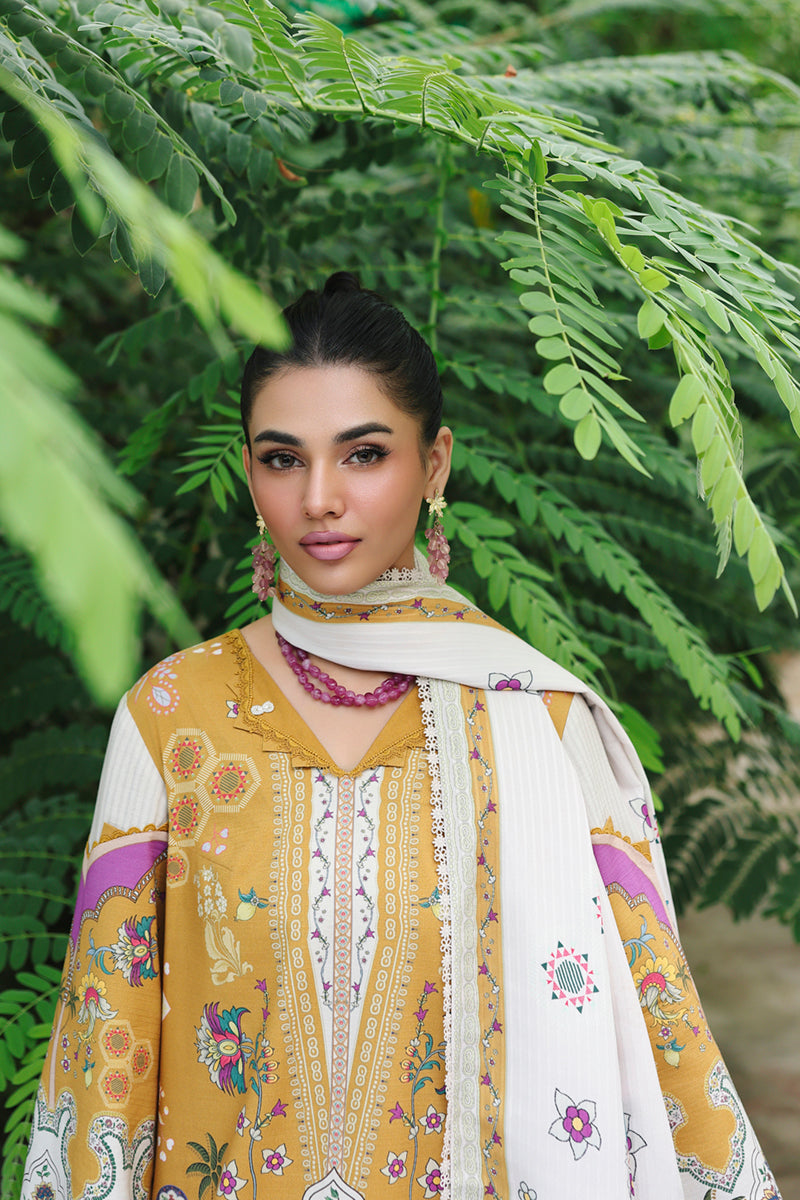 Qalamkar QW-07 (A) CELINA – Jacquard weaved digital printed unstitched winter dress available at Highway Fashion.