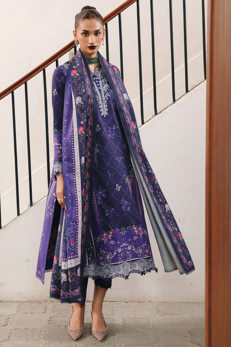 Qalamkar QW-03 (B) VANNA – Jacquard weaved digital printed unstitched winter dress from Qalamkar Q Prints Winter Collection, available at Highway Fashion.