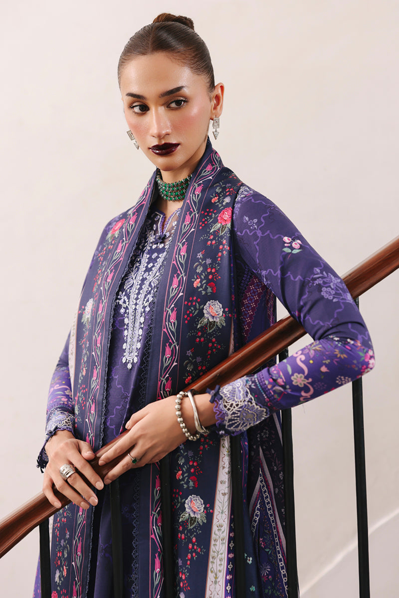 Qalamkar QW-03 (B) VANNA – Jacquard weaved digital printed unstitched winter dress from Qalamkar Q Prints Winter Collection, available at Highway Fashion.