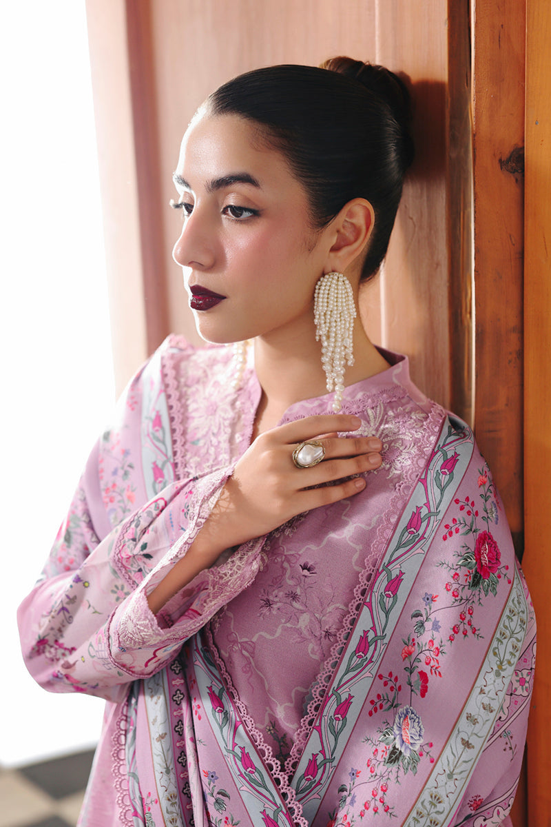 Qalamkar QW-03 (A) ELVIRA – Jacquard weaved digital printed unstitched outfit from Qalamkar Q Prints Winter Collection, available at Highway Fashion.
