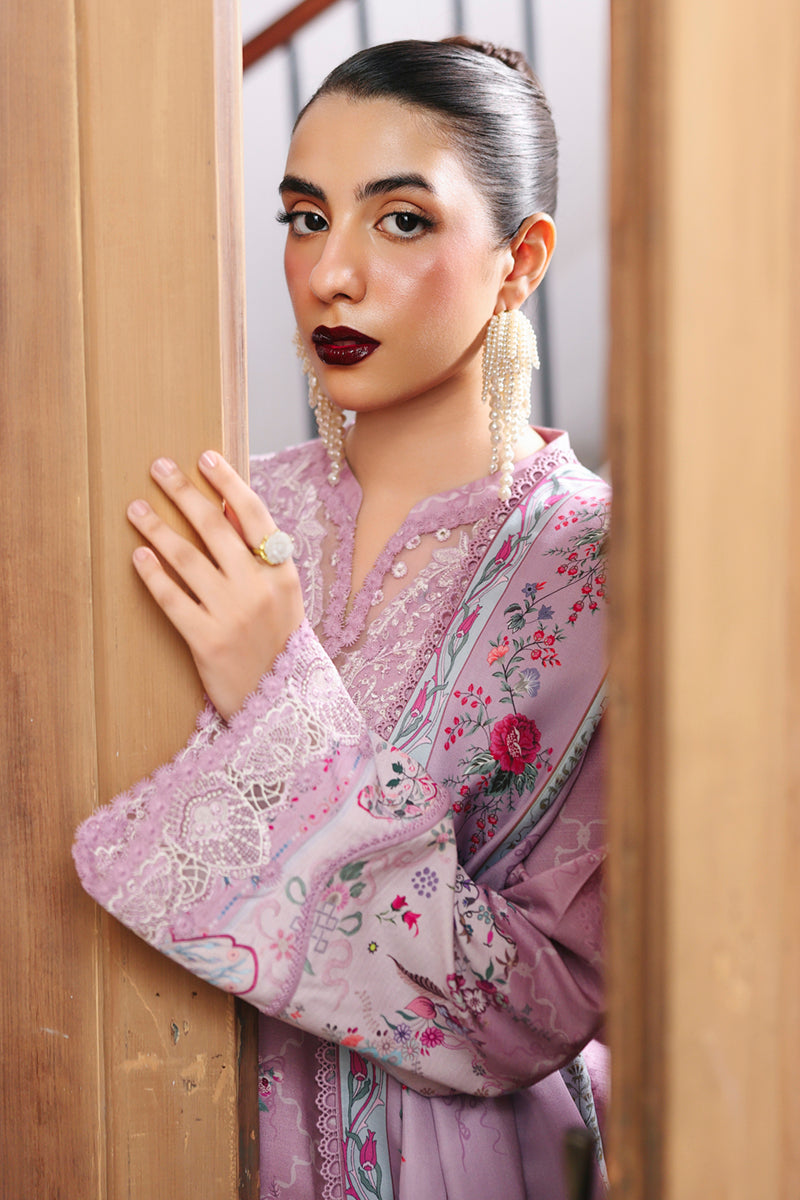 Qalamkar QW-03 (A) ELVIRA – Jacquard weaved digital printed unstitched outfit from Qalamkar Q Prints Winter Collection, available at Highway Fashion.