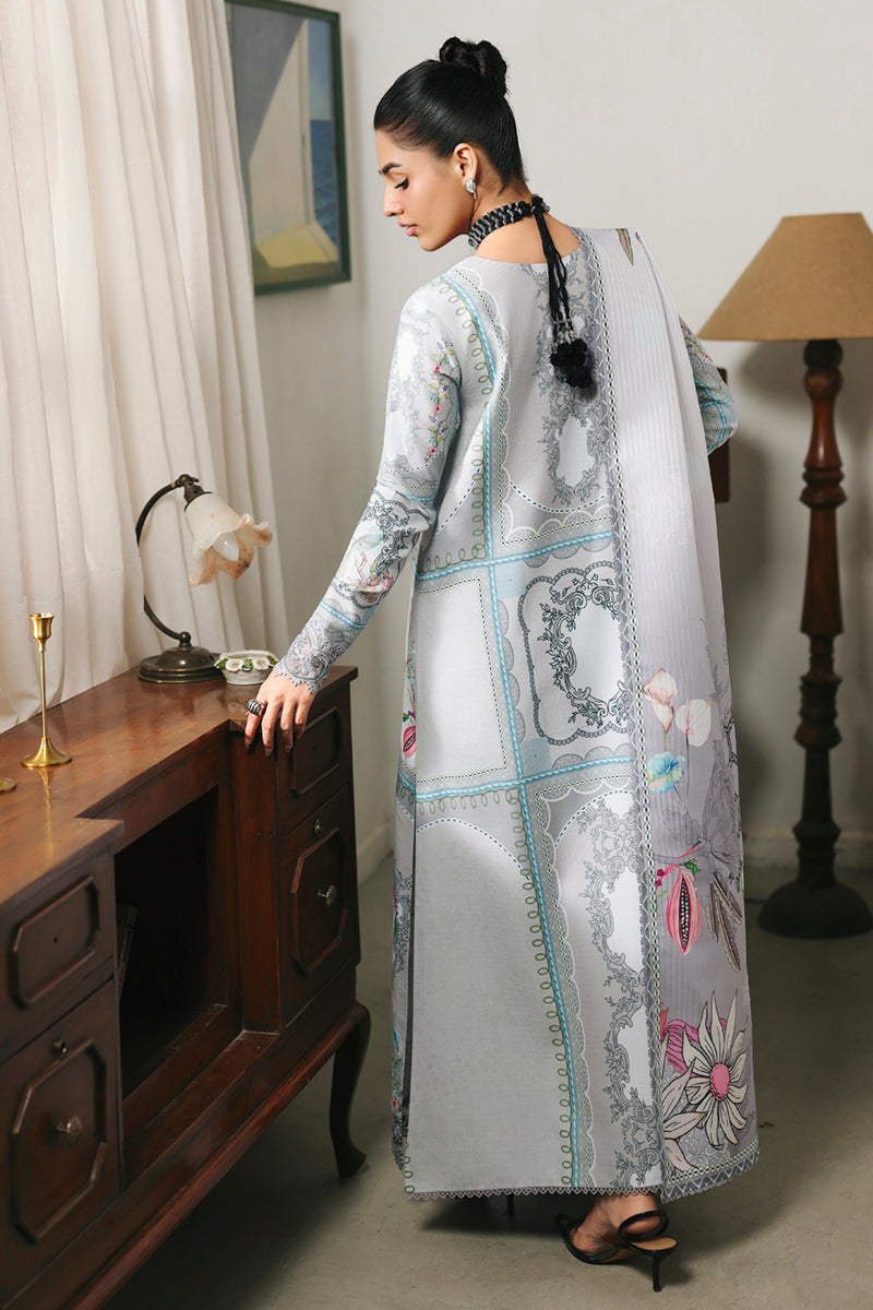 Qalamkar QW-08 (A) MARLA – Jacquard weaved and digital printed unstitched winter dress from Qalamkar Q Prints Winter Collection, available at Highway Fashion.