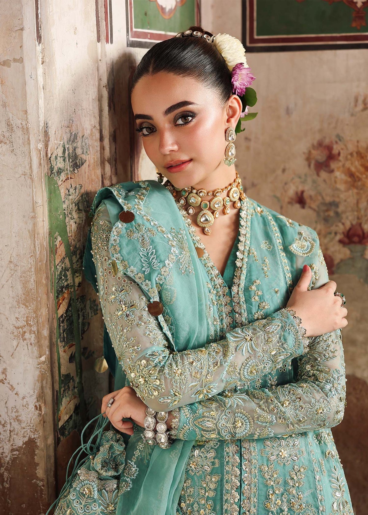 Organza dupatta with embroidered pallu – Sardinia Roohi dress