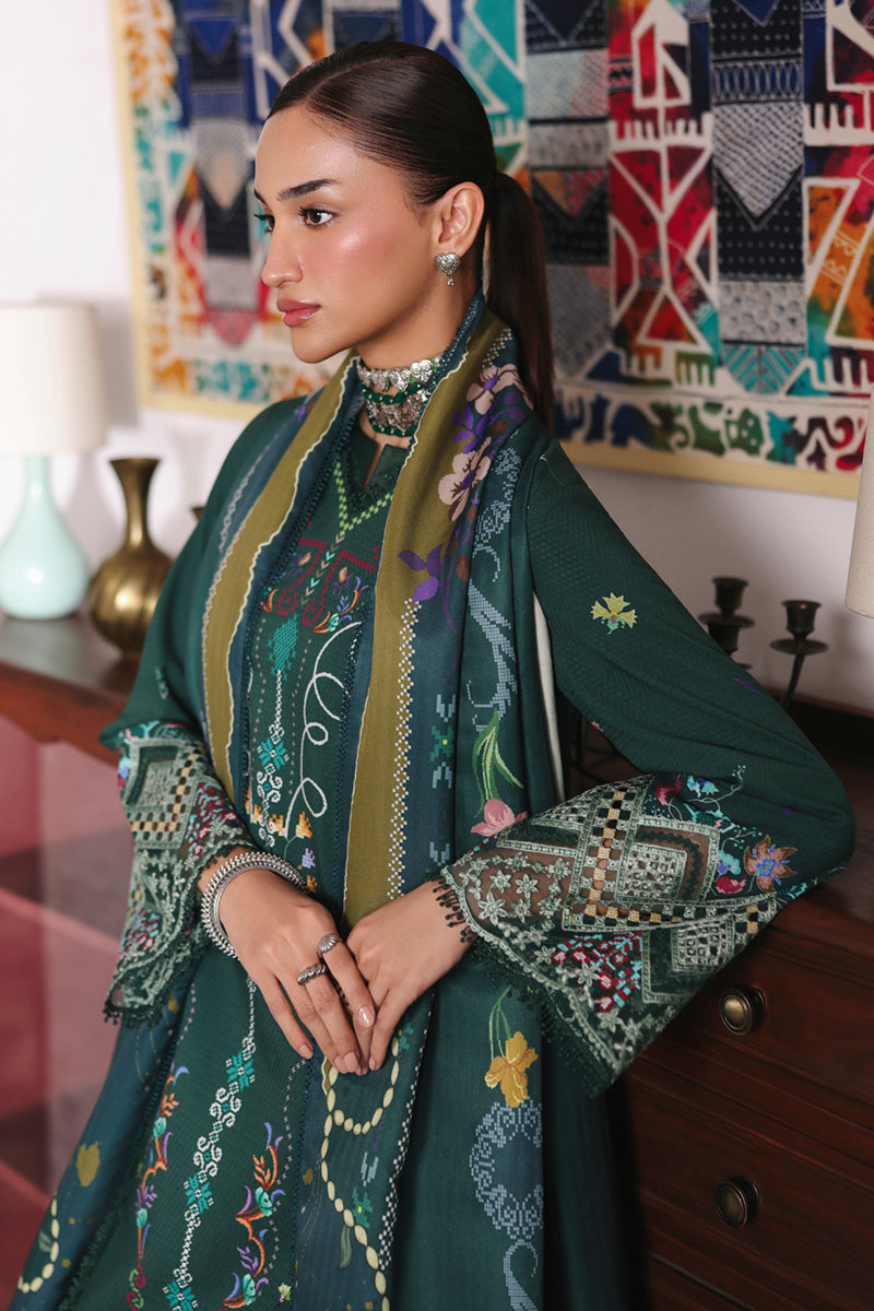 Qalamkar QW-06 (A) KARLA – Jacquard weaved digital printed unstitched winter outfit from Qalamkar Q Prints Winter Collection, available at Highway Fashion.