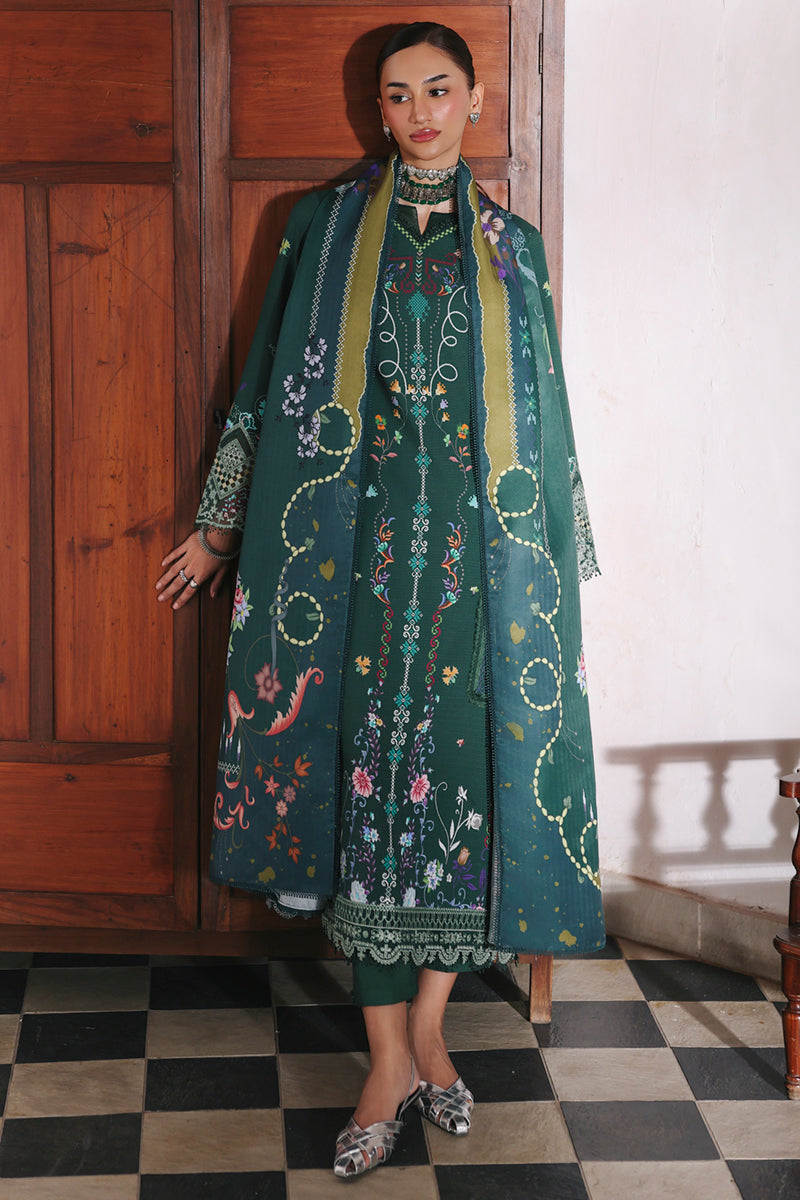 Qalamkar QW-06 (A) KARLA – Jacquard weaved digital printed unstitched winter outfit from Qalamkar Q Prints Winter Collection, available at Highway Fashion.