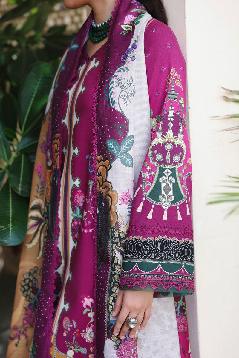 Qalamkar QW-04 (B) LACEY – Jacquard weaved digital printed unstitched winter suit from Qalamkar Q Prints Winter Collection, available at Highway Fashion.