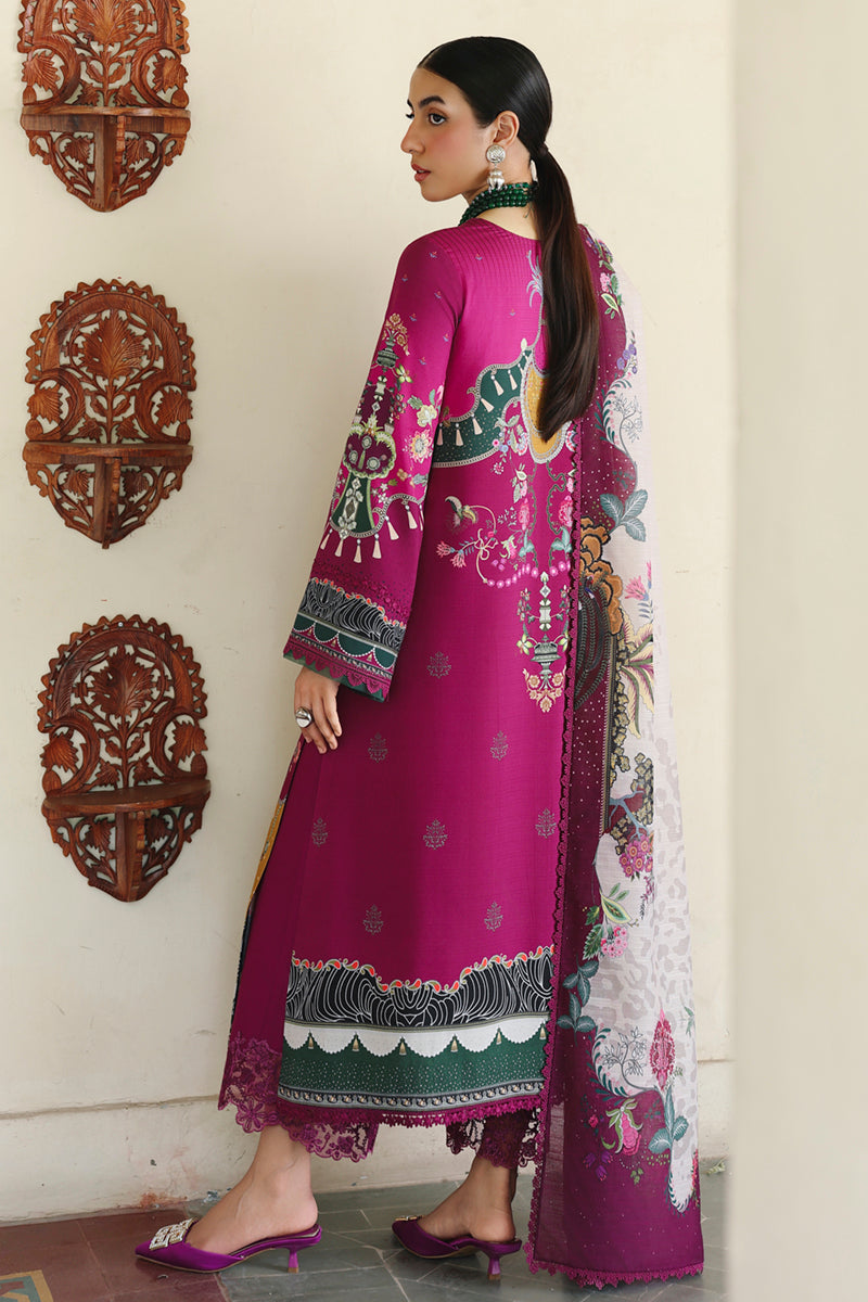 Qalamkar QW-04 (B) LACEY – Jacquard weaved digital printed unstitched winter suit from Qalamkar Q Prints Winter Collection, available at Highway Fashion.