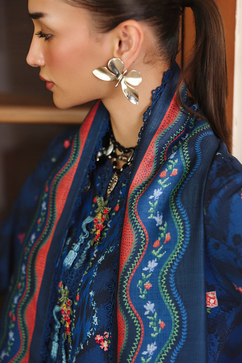 Qalamkar QW-02 (B) SILAS – Jacquard weaved digital printed unstitched winter outfit from Qalamkar Q Prints Winter Collection, available at Highway Fashion.