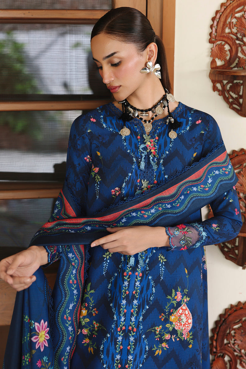 Qalamkar QW-02 (B) SILAS – Jacquard weaved digital printed unstitched winter outfit from Qalamkar Q Prints Winter Collection, available at Highway Fashion.