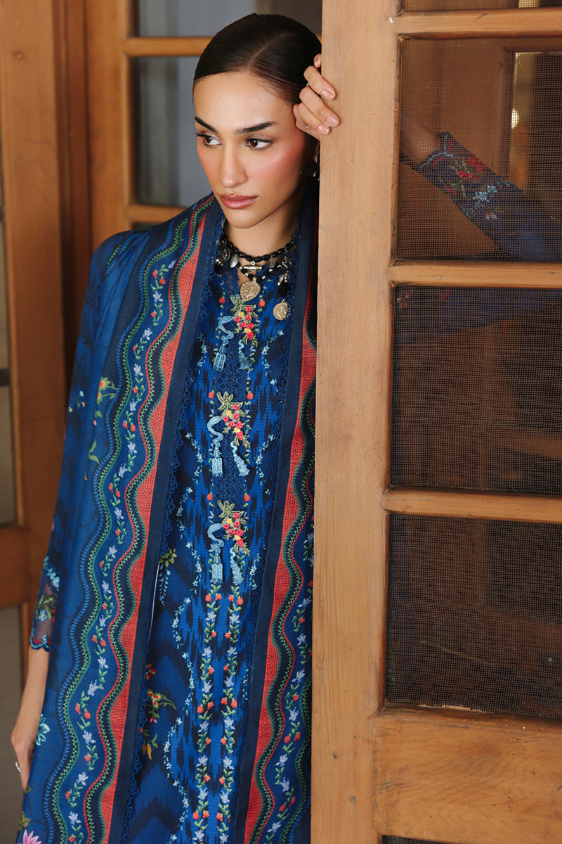 Qalamkar QW-02 (B) SILAS – Jacquard weaved digital printed unstitched winter outfit from Qalamkar Q Prints Winter Collection, available at Highway Fashion.