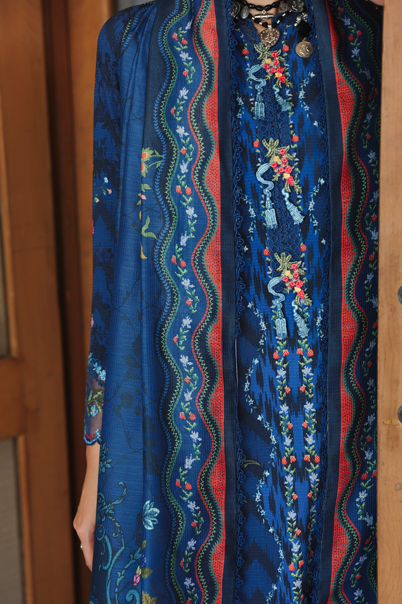 Qalamkar QW-02 (B) SILAS – Jacquard weaved digital printed unstitched winter outfit from Qalamkar Q Prints Winter Collection, available at Highway Fashion.