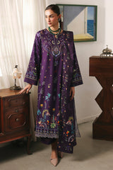 Qalamkar QW-05 (A) ELIAN – Jacquard weaved digital printed unstitched winter dress from Qalamkar Q Prints Winter Collection, available at Highway Fashion.