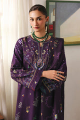 Qalamkar QW-05 (A) ELIAN – Jacquard weaved digital printed unstitched winter dress from Qalamkar Q Prints Winter Collection, available at Highway Fashion.