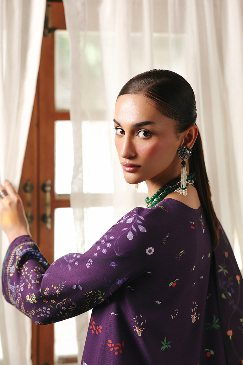 Qalamkar QW-05 (A) ELIAN – Jacquard weaved digital printed unstitched winter dress from Qalamkar Q Prints Winter Collection, available at Highway Fashion.