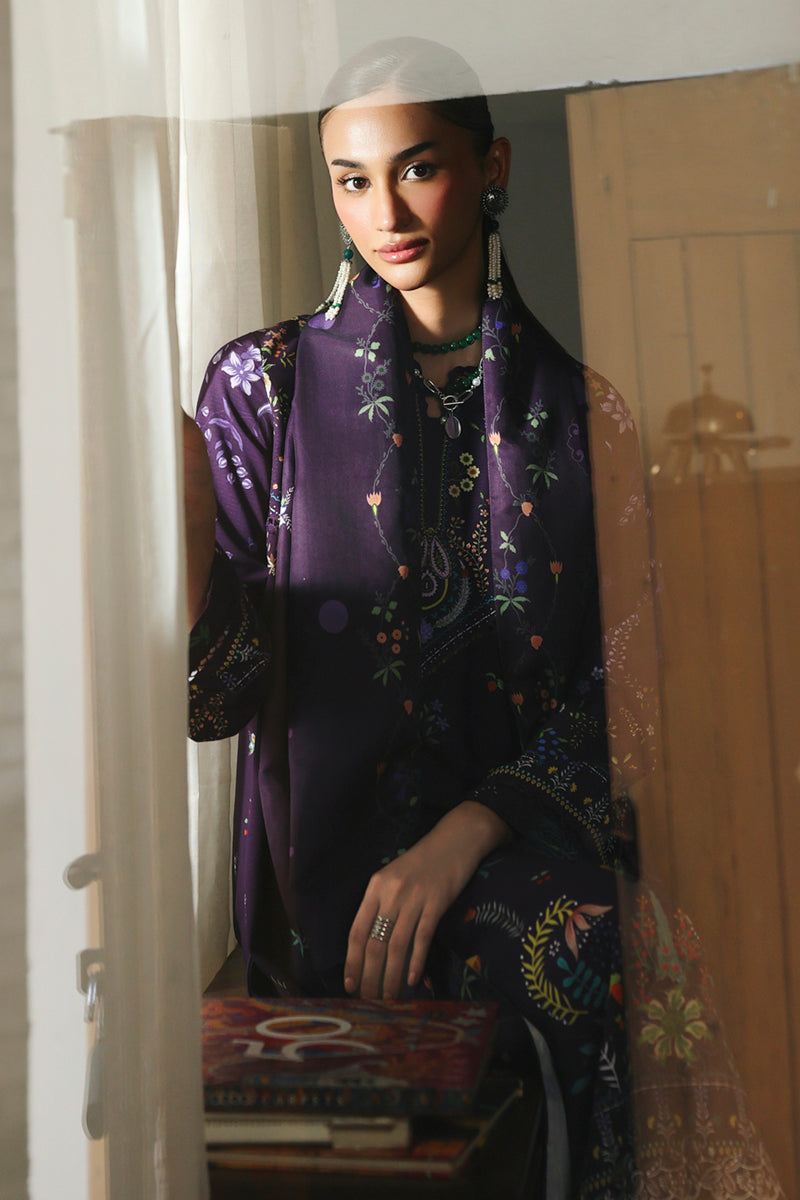 Qalamkar QW-05 (A) ELIAN – Jacquard weaved digital printed unstitched winter dress from Qalamkar Q Prints Winter Collection, available at Highway Fashion.