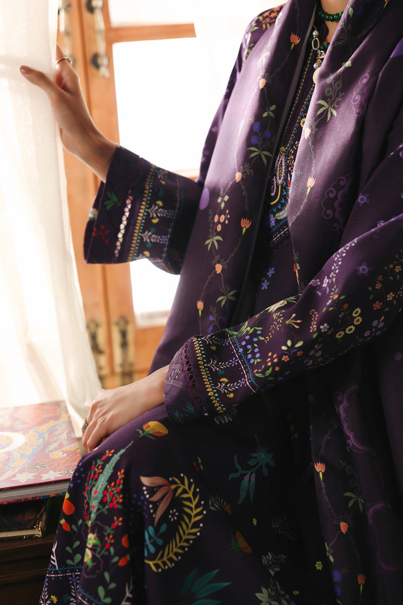 Qalamkar QW-05 (A) ELIAN – Jacquard weaved digital printed unstitched winter dress from Qalamkar Q Prints Winter Collection, available at Highway Fashion.