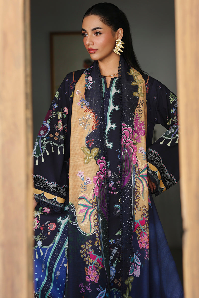 Qalamkar QW-04 (A) ALLAN – Jacquard weaved digital printed unstitched winter dress from Qalamkar Q Prints Winter Collection, available at Highway Fashion.