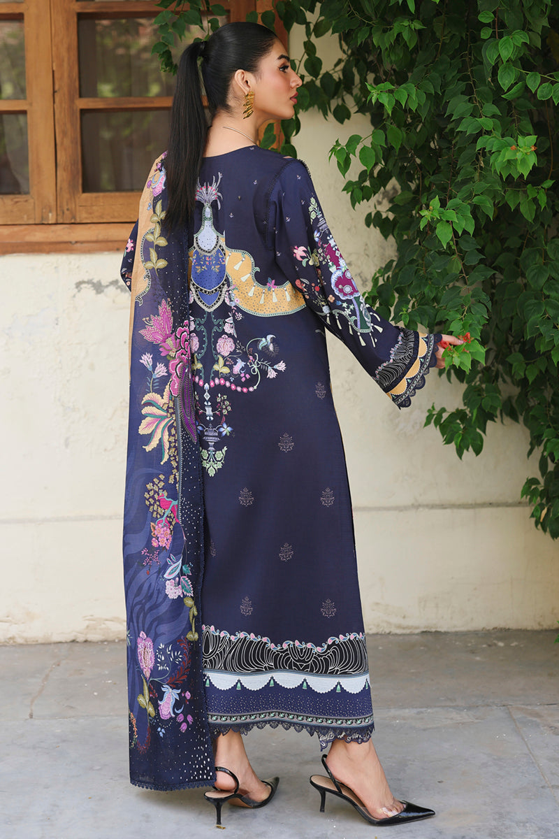 Qalamkar QW-04 (A) ALLAN – Jacquard weaved digital printed unstitched winter dress from Qalamkar Q Prints Winter Collection, available at Highway Fashion.