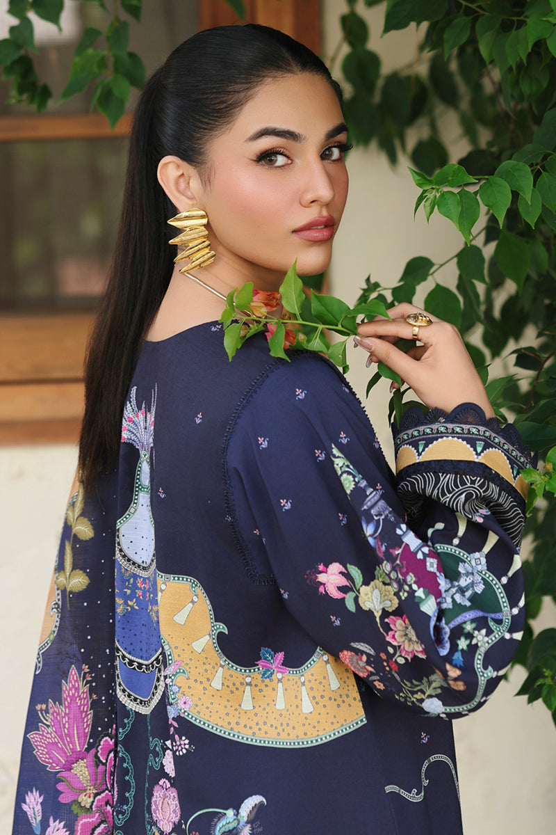Qalamkar QW-04 (A) ALLAN – Jacquard weaved digital printed unstitched winter dress from Qalamkar Q Prints Winter Collection, available at Highway Fashion.