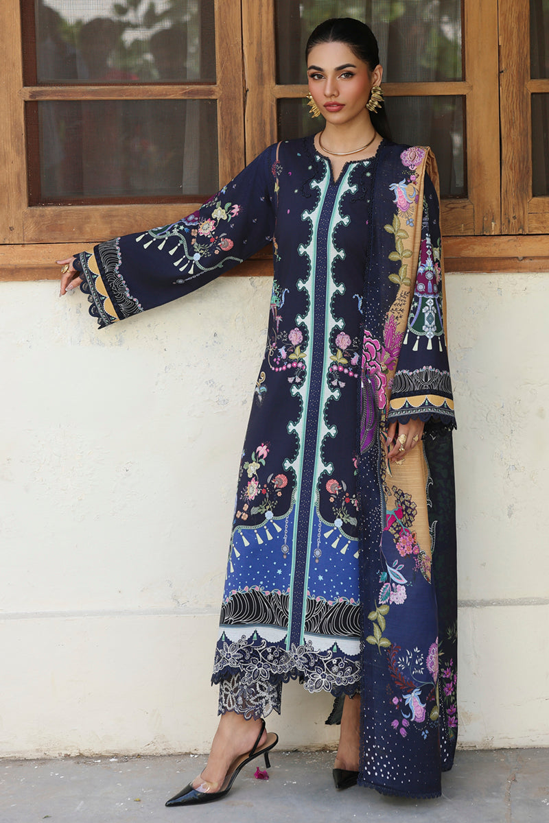 Qalamkar QW-04 (A) ALLAN – Jacquard weaved digital printed unstitched winter dress from Qalamkar Q Prints Winter Collection, available at Highway Fashion.