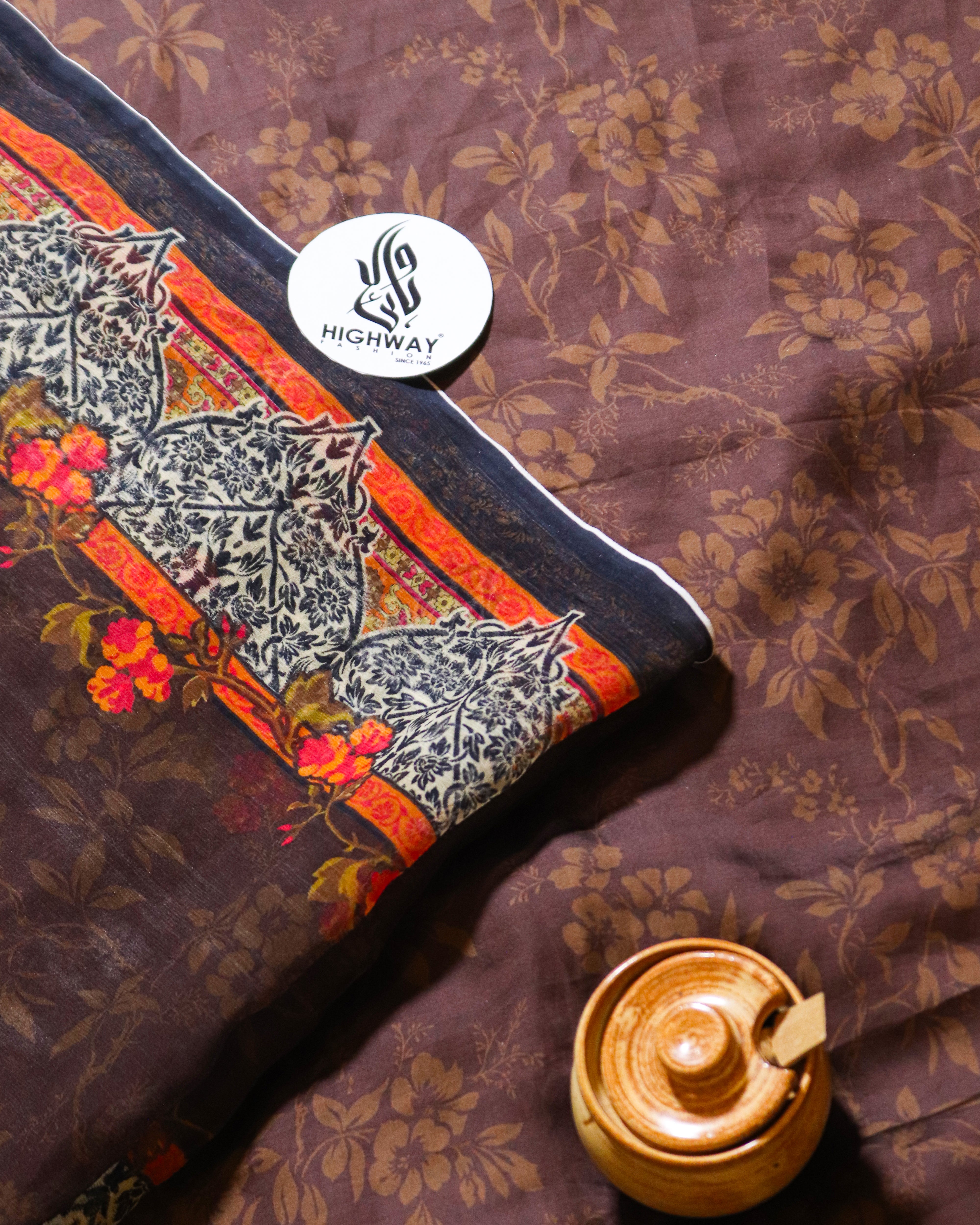 Highway Fashion Ranya silk formal dress in brown with chiffon dupatta