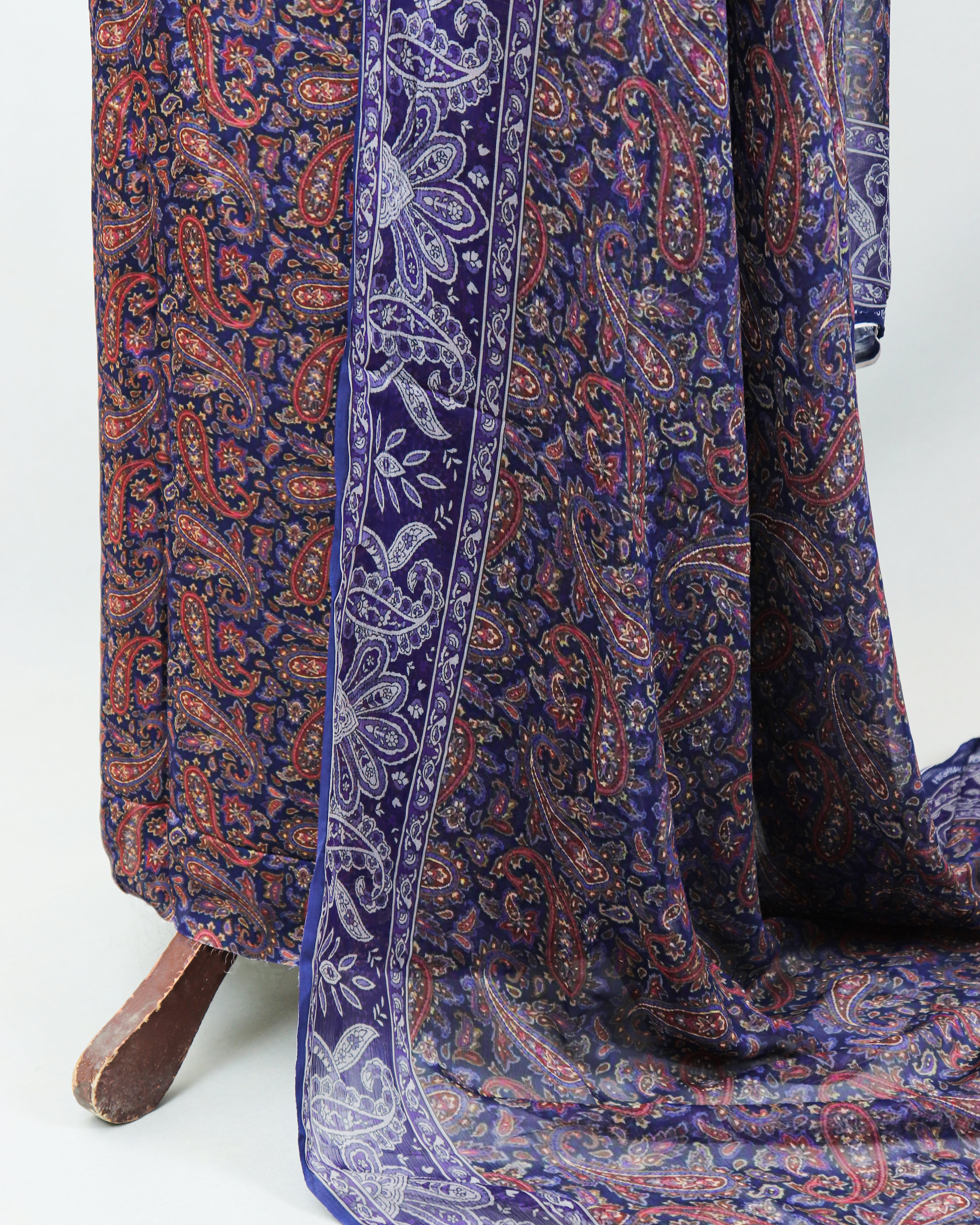 Ozera luxury silk printed outfit in purple – Highway Fashion