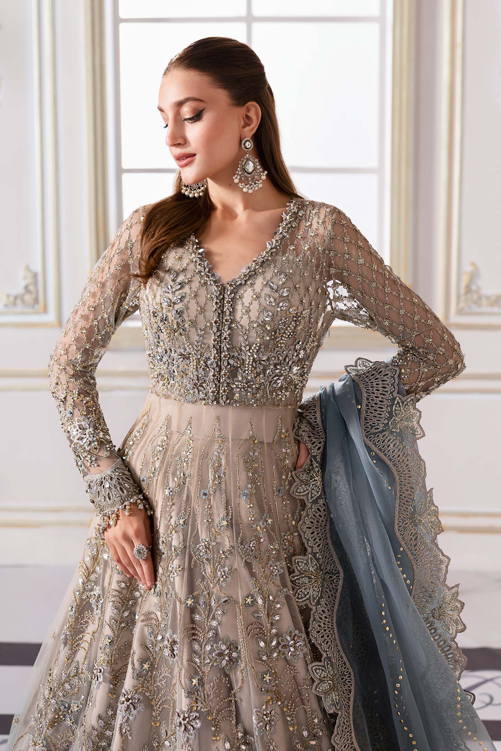Maria B Mbroidered | BD-3002 | 3 Piece Unstitched Embroidered Chiffon Suit