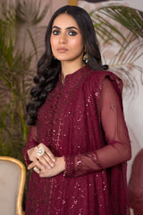 Zarif | ZA 04 MULBERRY  | Embroidered Chiffon