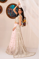 Zarif | ZMU 01 PEARL  | Embroidered Net