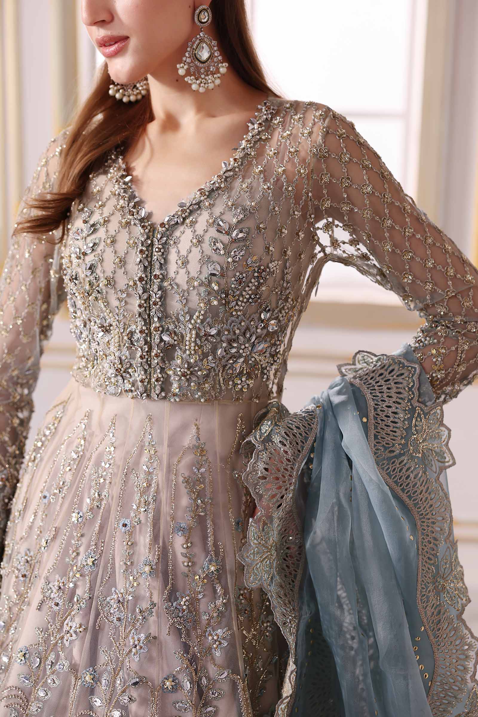 Maria B Mbroidered | BD-3002 | 3 Piece Unstitched Embroidered Chiffon Suit