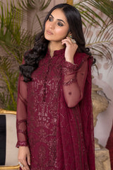Zarif | ZA 04 MULBERRY  | Embroidered Chiffon