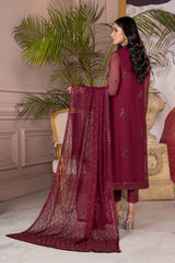 Zarif | ZA 04 MULBERRY  | Embroidered Chiffon