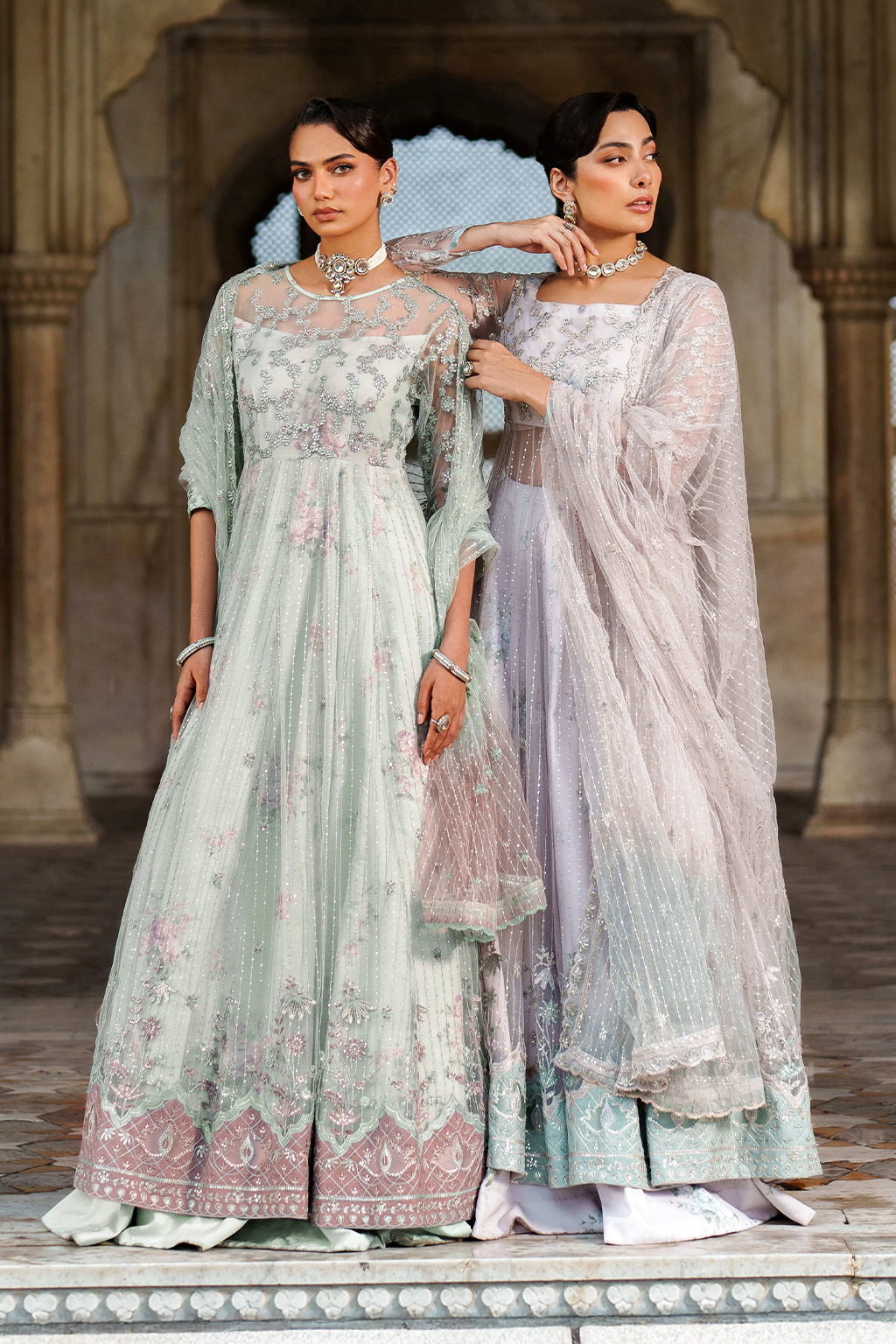 Iznik | Printed Formal | UE-552 Embroidered Net