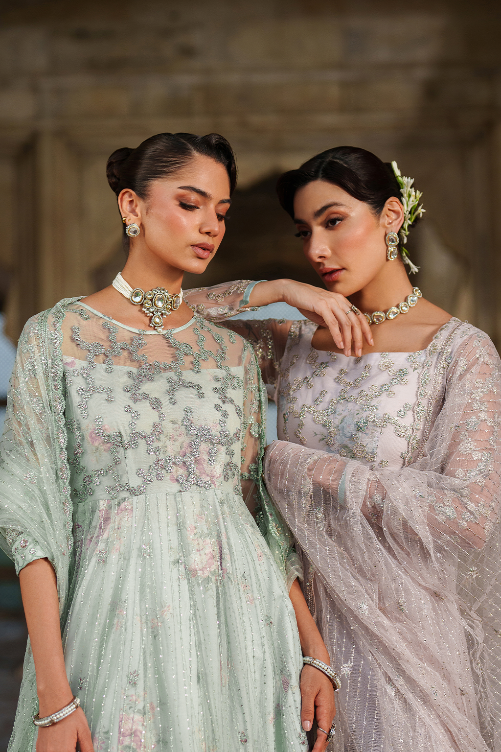 Iznik | Printed Formal | UE-552 Embroidered Net
