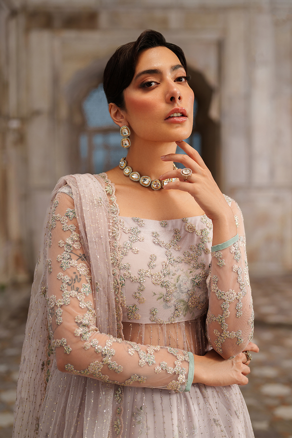 Iznik | Printed Formal | UE-552 Embroidered Net